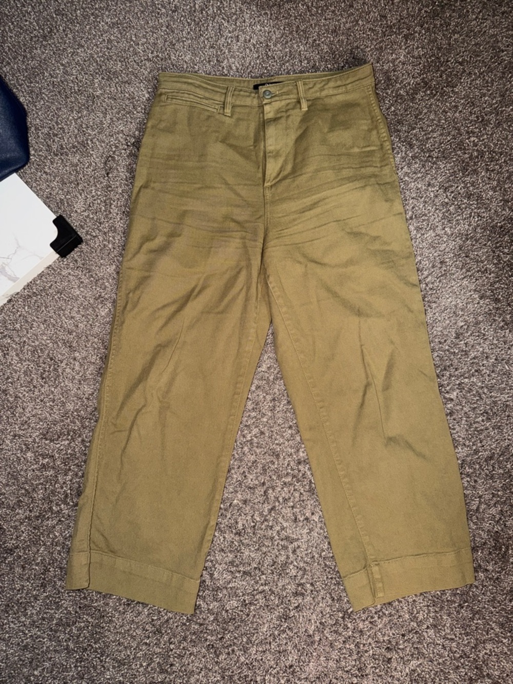 Quince Olive Green 97% organic cotton wide leg Pants size 29 - Picture 2 of 5